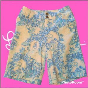 Lilly Pulitzer Luxletic Toile Me About It Shorts Size 0 Blue White